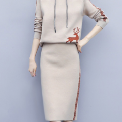 馨诗雅悦针织衫毛衣连衣裙秋冬季长袖半身裙套女2022新款